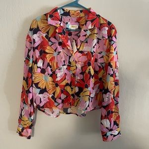 Maeve cropped printed buttondown